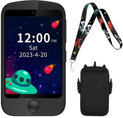 ele ELEOPTION Kinder Handy mit 19 Lernenspiel, 2,8 Zoll Touchscreen Smartphone mit Anfrufen SOS MP3 Kamera Rechner Schrittzähler, Kinderhandy für Junge Mädchen (Schwarz)