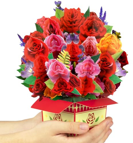 CNLITIHEKA Pop Up Rose Flower Bouquet Card Get Well Soon Cards 3D Pop Up Birthday Card Thinking of You Greeting Card for Christmas Congratulations Gifts Includes Envelop.