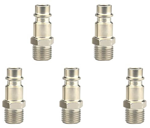 5 Connettori con Filettatura Maschio, Raccordi Tubo Linea Aria, Raccordi Della Linea Aerea del Compressore D'aria, Connettore Accoppiatore con Filettatura Maschio, per Connettori Della Linea Dell'aria