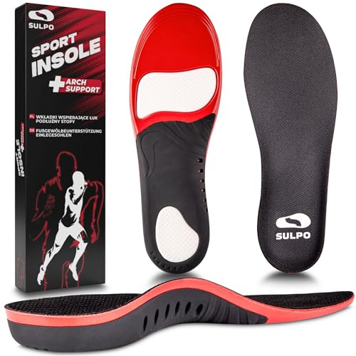 Orthopädische Einlegesohlen gegen Plantarfasziitis & Fersensporn – Stoßdämpfend, Fußgewölbestütze, Plattfuß Einlagen, Sport & Alltag, Komfort Herren & Damen Einlegesohlen- M / 41-43 EU