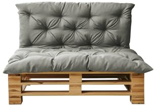 chilly pilley® Palettenkissen Gesteppt mit Schaumstoffflockenfüllung - Sitzkissen und Rückenlehne – Indoor & Outdoor, viele Farben - Silber