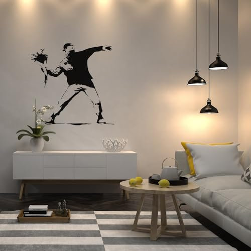 Decords Banksy Wandtattoo Throw Me, Vinyl, Blütenblatt, 165 x 165 cm