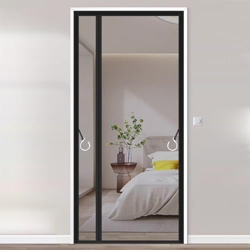 Vllcsla Magnetic Screen Door Side Opening 200 cm Drop and 80/90cm Wide, Heavy Duty Fiberglass Magnetic Door Screen, Patio Door Anti Mosquito Mesh Fly Curtain, Full Frame Magnetic Strips
