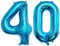 PatiCool Zahlen Luftballon 40 Blau, 100cm - 40 Zoll Luftballons Geburtstag, XXL Riesen Folienballon 40 Blau Geburtstagsdeko, Helium Ballons Zahlen 40 für Frau Mann Jahrestag Deko Geburtstags