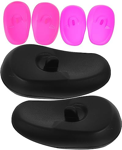 Gogogmee 3paia Proteggi Orecchie Silicone Resistenti Calore Per Tinta Capelli e Asciugacapelli Copri Orecchie Impermeabili Riutilizzabili Per Saloni Parrucchieri Uomo e Donna Nero Rosa