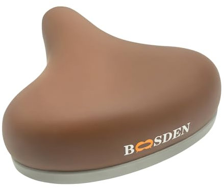 BOOSDEN Fahrradsattel, Bequem Fahrradsattel, Weicher Fahrradsitz mit Wrap, Wasserdichter Breiter Fahrradsattel für Herren/Frauen, Brown