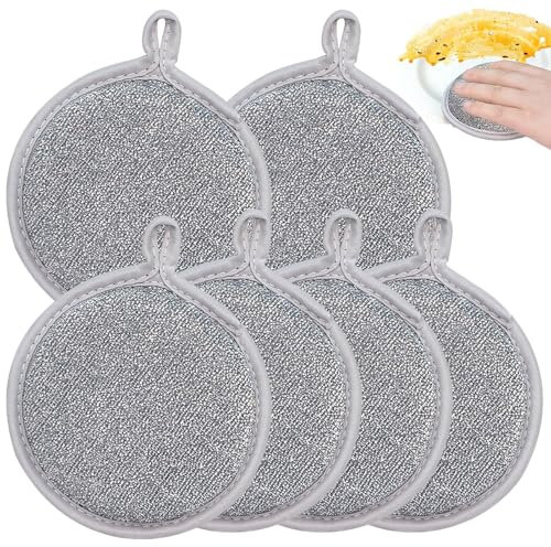 Qaestuan 6 Stück Dishwashing Rags for Wet and Dry, Spülschwamm, Topfreiniger Küchenschwamm, Wipes Reinigungstuch, Putzlappen Spültücher, Multipurpose Wire Dishwashing Rags, für Waschbecken, Geschirr