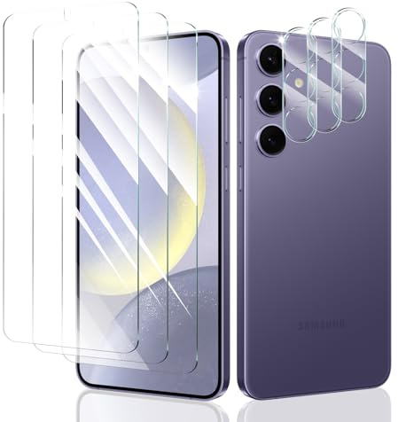 Verre Trempé pour Samsung Galaxy S24+/S24 Plus, Lot de 3 Verres & 3 Protections Caméra, Dureté 9H, HD Ultra Transparent, Anti-Rayures, Anti-Casse, Sans Bulles, Compatible Coque