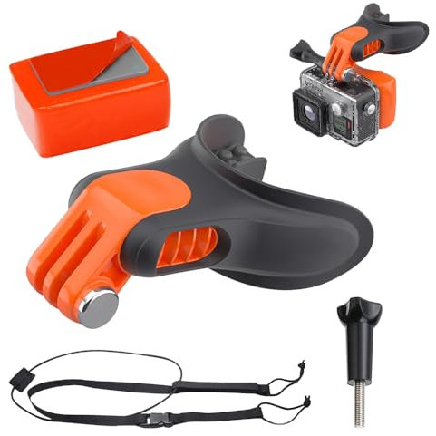 Ubdrud Mouth Mount Bite Mount Support d'embout buccal pour caméra d'action Surfing Bite Support d'embout pour Surf, Bodyboard, Kayak avec Module Flottant Embout buccal