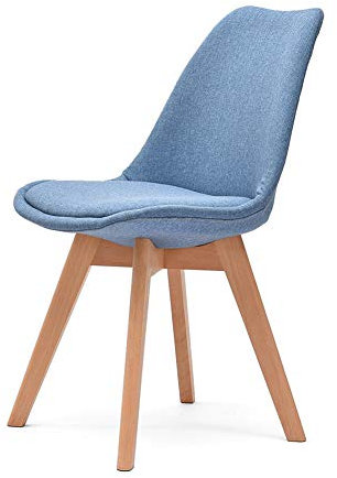 Mid-Century Moderner Retro-Esszimmerstuhl, atmungsaktives Baumwoll-Leinen-Kissen, Beine aus Massivholz, ideal für Café, Lounge, Heimbüro, Wohnzimmer, Restaurant