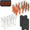 2 Packs Hot Air Fryer Skewers Grill Grate with Silicone Mats for Ninja Foodi AF300EU AF400EU, Stainless Steel Vertical Skewer Rack Set, DualZone Air Fryer Accessories (Grills with Mats)