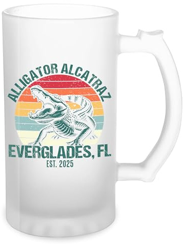 Retro Alligator Alcatraz Everglades Florida Transparent Bierkrug Stein 500ml Tasse