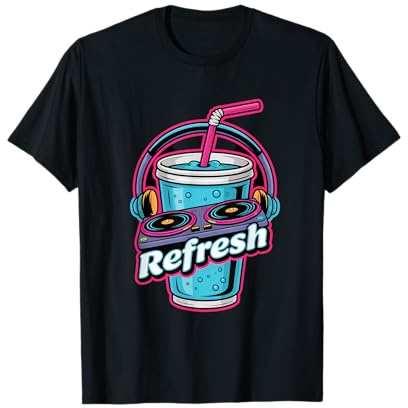 Dj Erfrischend Refresh Musik Kopfhörer Kunst T-Shirt