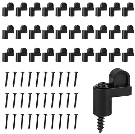 Goktvai 30 Stück 3/8 Zoll Fenstergitter Clips mit Schrauben, Kunststoff Versetzt Sturm Fenster Clips Befestigungselemente zur Sicherung von Wintergittern Sturmpaneelen (Schwarz)