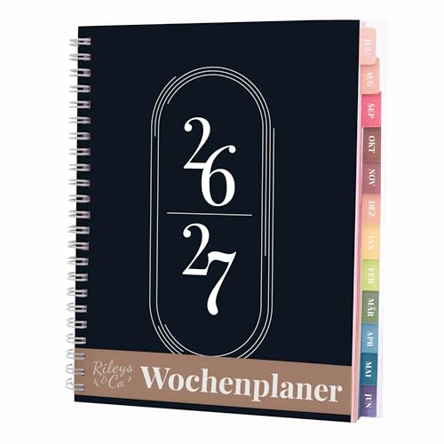 Rileys 2026-2027 Akademischer Planer, 20x15cm (Schwarz, Deutsch)