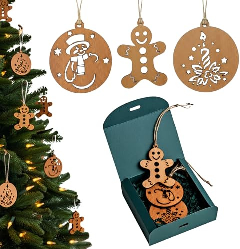 The Oak Fam Holz Duftanhänger Set (3er) – Handgefertigte Weihnachtsdeko aus Holz – Duftende Weihnachtsanhänger – Weihnachtsbaumschmuck (Set 2 – Duft Weihnachtsbaum)