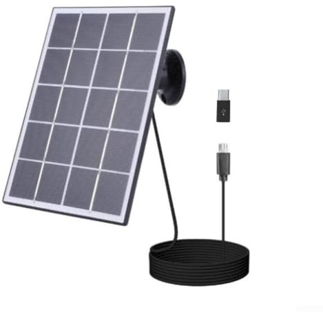 Solar Panel Charger for Eufy Cameras, Type-C USB Compatible Charging Panel for Security Doorbells, Weatherproof(Black)