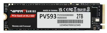 Patriot Viper PV593 2TB Internal SSD - NVMe PCIe Gen 5x4 - M.2 2280 - Sequential Read (CDM): up to 14,000MB/s; Sequential Write (CDM): up to 13,000MB/s - Solid State Drive - PV593P2TBM28H