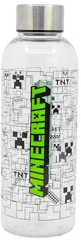Stor Wiederverwendbare Trinkflasche Minecraft 850ml Kunststoff BPA-frei mit Metallverschluss Auslaufsicher fuer Schule Sport Arbeit
