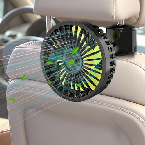 Qidoe Ventilatore USB per Auto, Portatile Ventilatori per Sedile Posteriore e Bambini con 3 Velocità 5V e Rotazione 360° Compatibile con Auto, SUV, Camion, Roulotte, Barche, Camper