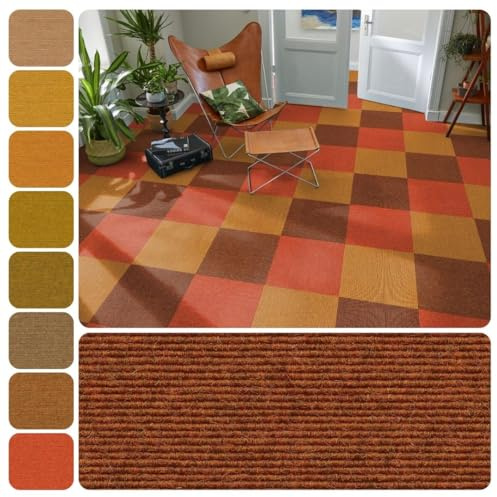 Tretford Interland Teppich Teppichfliesen 50x50 cm selbstliegend | Farbwelt gelb, 559 Terracotta, 1 Fliese