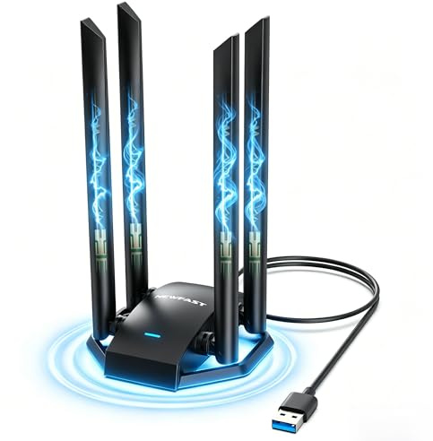 NEWFAST 1300Mbps Chiavetta WiFi, 4 * 6dBi Antenna WiFi USB per PC Dual Band | 5GHz/2.4GHz, AC1300 Adattatore WiFi USB 3.0 Supporta Windows 11/10/8.1/8/7/XP (NF-U329)