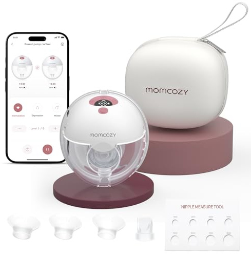 Momcozy M5 Smart Wearable Breast Pump, Hands-Free Electric Pump | APP Control, Mimic Baby Natural Latch, Double-Sealed Flange, Only 232g Lightweight