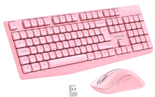 QWERTY Wireless Keyboard and Mouse Set, Full Size Keyboard with Number Pad, 2.4GHz Wireless with Single USB Nano Receiver, 1400 DPI Optical Mouse, Plug and Play for Windows Mac - UK Layout