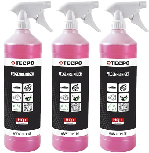 TECPO Felgenreiniger 3 Liter gebrauchsfertig für Alu-, Stahl-und Leichtmetallfelgen säurehaltig hohe Wirkungskraft für starke Verschmutzung