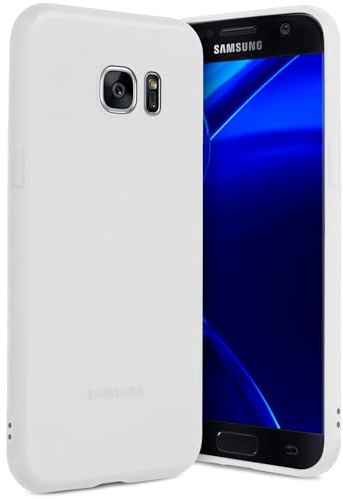ONEFLOW SlimShield Pro für Samsung Galaxy S7 Hülle Ultra dünn erhöhter Rand, TPU Backcover minimalistisch Handyhülle flexibel, Schutzhülle mit Kamera- und Displayschutz, Weiß
