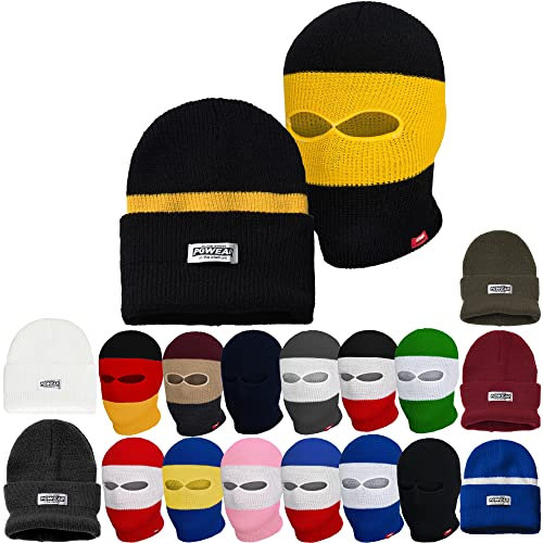 PG Wear Sturmhaube und Mütze Troublemaker 2 in 1 Schwarz Weiß Rot Blau Gelb Grün Rosa Grau Olive Camo I Balaclava Maske Beanie I Ultras Ski Hooligans