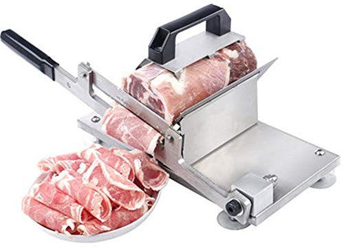 CGOLDENWALL Stainless Steel Meat Slicer Manual Mutton Rolls/Fat Cattle/Cutting Machine Small Frozen Meat Slicing Machine Thickness Adjustable Fruit/Vegetables Slicer