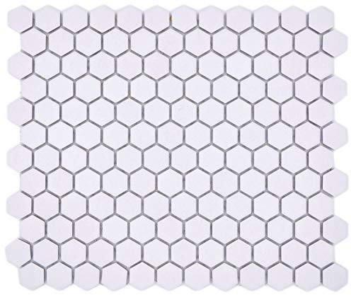 Mosaico de cerámica hexagonal blanco R10B antideslizante para pared, suelo, cocina, ducha, baño, azulejos