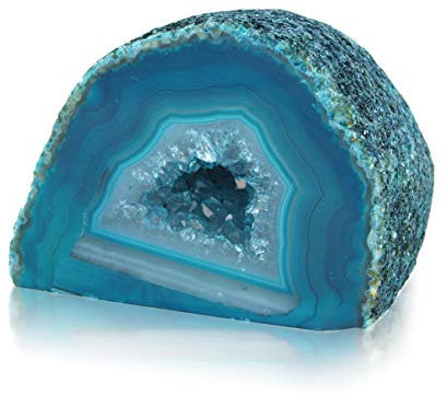 Serafino Echter brasilianischer Achat, Geode, Heilkristall, Mineralblau, Grün, Lila, Rosa, Achat, Kristall, Kristall, Geschenk (Grün Blaugrün)