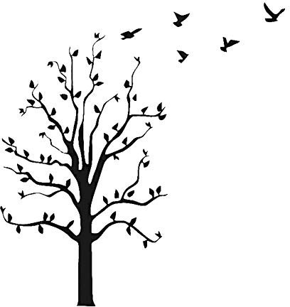 Lai-LYQ Aufkleber, Baum Fliegende Vögel Autoaufkleber UV- Wetterfest Wasserfest Stickers Decals für Motorräder Fahrrad Skateboard Snowboard Aufkleber Schwarz