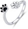 Sterling Silber Damen Ring Dog Paw Print Verstellbare Finger Open Daumenringe für Mädchen Anti-Allergie-Schmuck