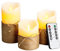 AnnSpa 3 Set Hanfseil LED Kerzen Batteriebetriebene mit Fernbedienung，Flammenlose Echtes Wachs Flackern Moving Wick Flackern Amber Yellow Light Pillar Candles ，Unscented Wachs für Geschenk