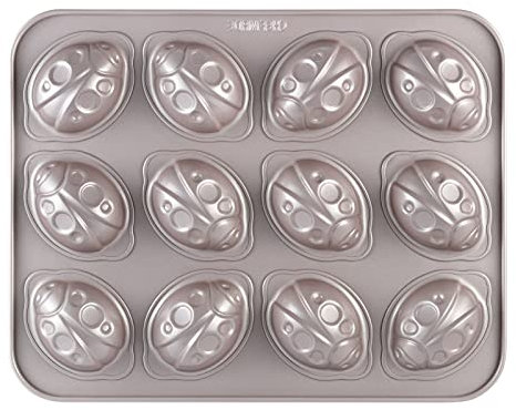 CHEFMADE Beetle Cake Pan, 12-Cavity Non-Stick Animal Muffin Bakeware for Oven Baking (Champagne Gold)