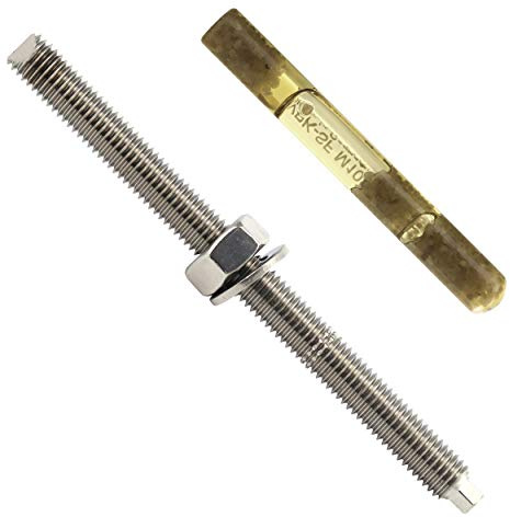 OPIOL QUALITY® Ankerstangen M16x165 mit Mörtelpatronen M16 (4 Stück) ETA Zulassung aus Edelstahl A4 V4A Set Schwerlastdübel Reaktionspatronen Verbundanker-System