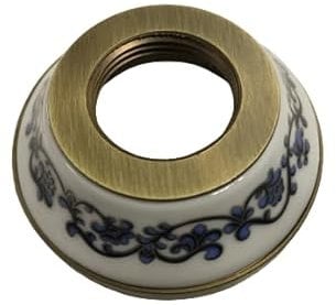 Rosace Murale en Laiton Finition Bronze avec Décoration en Céramique – Pour Raccords de Robinetterie Murale 3/4, Élément Décoratif et Fonctionnel