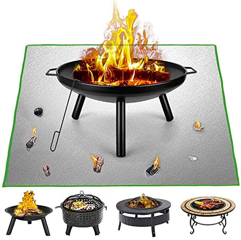 Tappetino per braciere, 100 x 100 cm, quadrato, per barbecue, riutilizzabile, a prova di fuoco, per terrazza, cortile e campeggio all'aperto, protezione per tappetino sotto la griglia (100 x 100 cm)