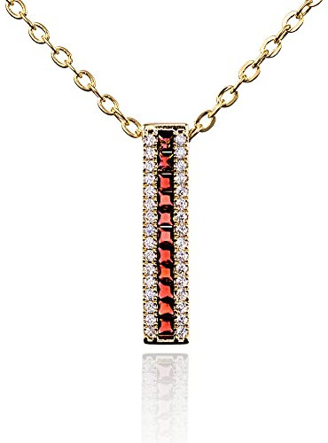 namana Anhänger in Rot mit Halskette für Damen, Goldkette für Damen mit roten CZ Steinen, Bunte Edelstein Ketten, Goldschmuck für Damen mit Geschenkbox.