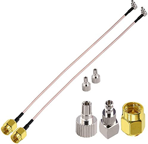 TUOLNK 2er-Pack SMA-Stecker auf CRC9/TS9-Stecker, rechtwinkliges Dual-Connector-Kabel SMA auf TS9/CRC9-Verlängerungs-Koaxialkabel RG316-HF-Koaxialkabel 0,98 Fuß (30 cm)