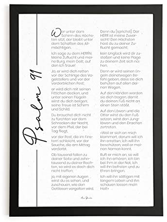 aus-gnade.de Poster Psalm 91 - s/w · A4 / A3 · Bibelvers Deutsch · ohne Bilderrahmen (A4)