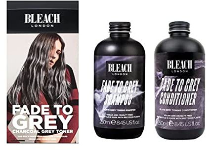Bleach London Fade to Grey Hair Kit Toner Kit and Fade to Grey Shampoo x 250ml and Conditioner x 250ml