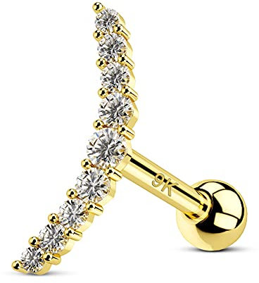 OUFER Boucles d'oreilles en plaqué or pour cartilage 16G en croix/étoile AAA+ CZ Forward Helix Piercing Oreille Conch Piercing Supérieur Trago Boucles d'oreilles Bijoux Femmes Filles Cadeau, Or jaune,