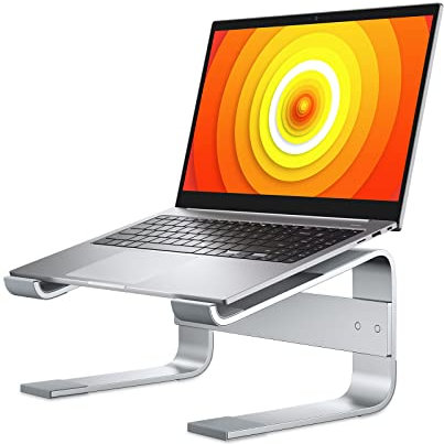 Soqool Laptop Ständer, Ergonomisch Laptop Halterung für 10-17 Zoll, Aluminium Laptop Stand für Schreibtisch, kompatibel mit MacBook Air/Pro, Lenovo, Huawei, Acer, Dell, HP-Silver