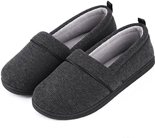 EverFoams Pantofole da donna in memory foam, leggere, in spugna, con suola in gomma antiscivolo, Nero , 37 EU