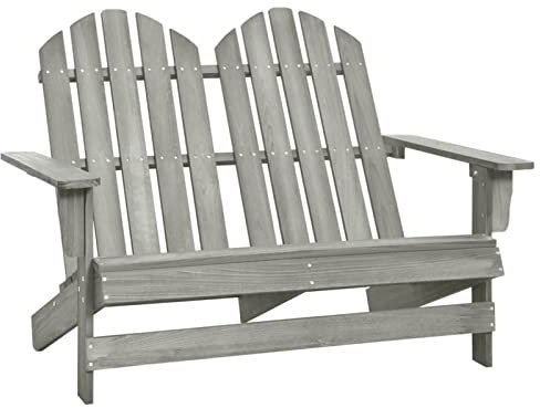 MOONAIRY 2-Sitzer Adirondack-Gartenbank, Eckbankgruppe, Philosophenbank, Bank Garten, Sitzbank Outdoor, Umkleidebank, Balkonbank, Essbank, Parkbank, Multifunktionsbank, Massivholz Tanne Grau