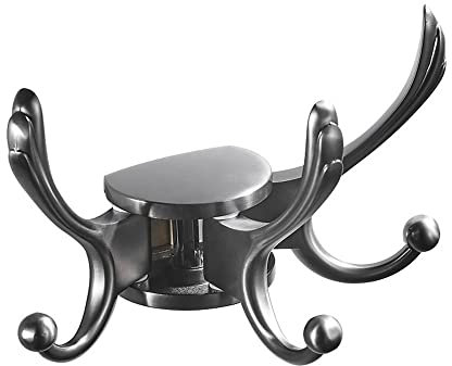 LANMOU Modernes Grau Handtuchhaken Schwenkbar, Faltbare Kleiderhaken mit Schwenkbarer 3 Haken Kleiderbügel Robuste Wandhaken für Badezimmer Küche Wohnzimmer